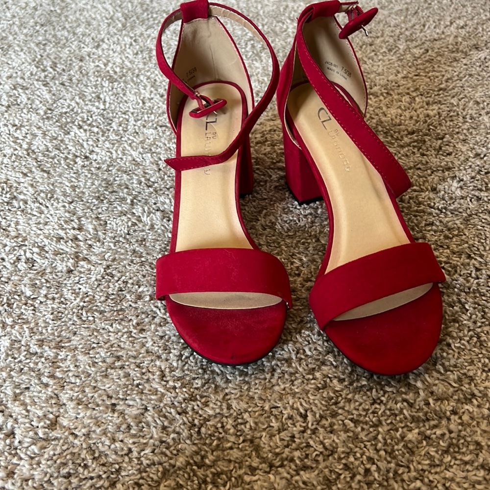 Red Sandals with Block Heel